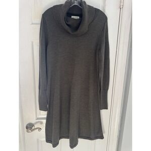 Artisan NY 100% Merino Wool Cowl Neck Sweater Dress Cozy Flowy Neutral Sz L